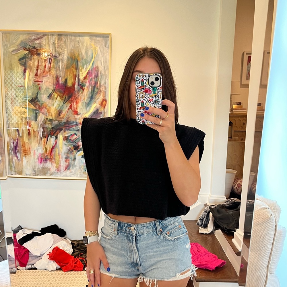 Black sweater shirt/cropped shirt - Picture 1 of 2